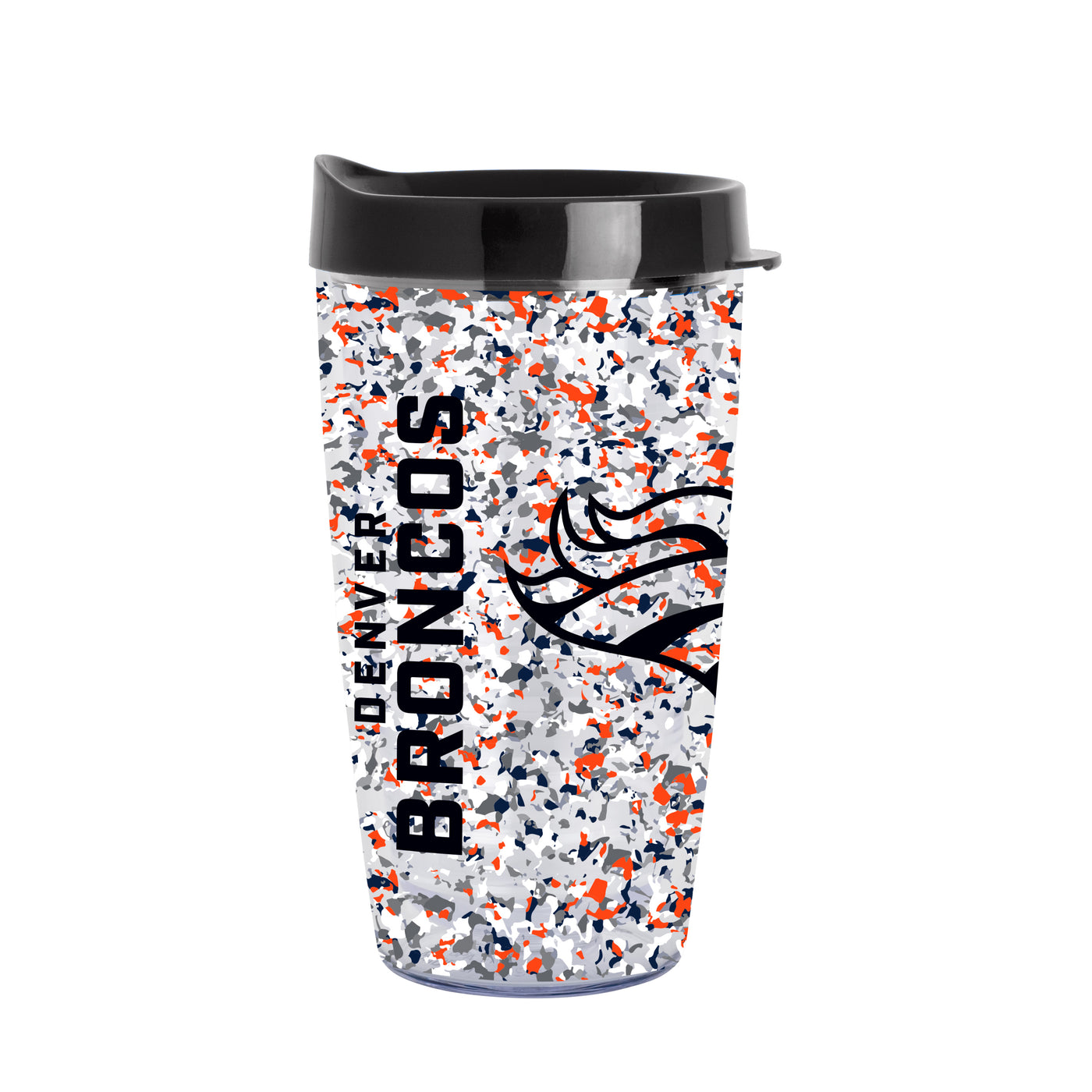 Denver Broncos 16oz Terrazzo Dbl Wall Clear Tumbler