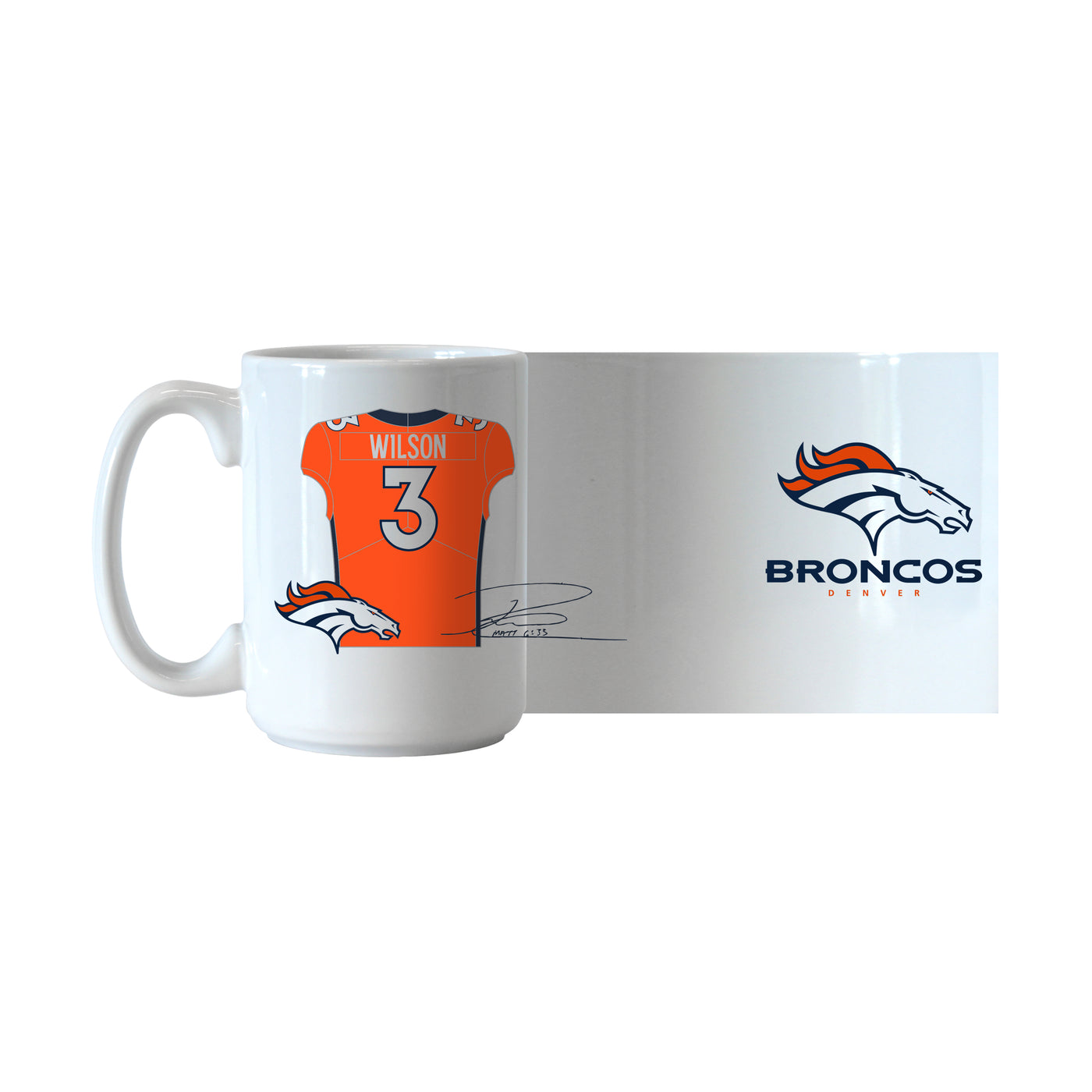 Denver Broncos 15oz Russell Wilson Jersey Sublimated Mug