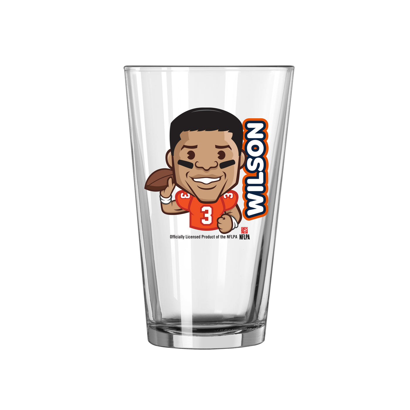 Denver Broncos Russell Wilson Caricature 16oz Pint Glass