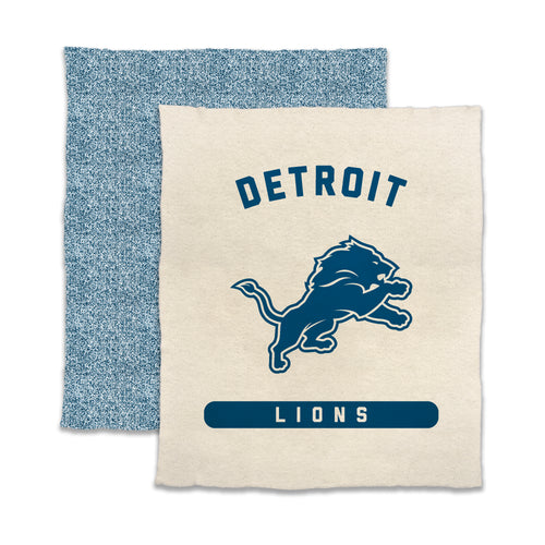 Detroit Lions Luxe Prime Dreams throw blanket by Logo Brands featuring team logo and Lions-themed design on soft fabric.