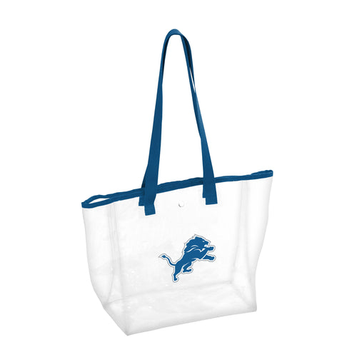 Detroit Lions clear stadium tote bag by Logo Brands, featuring team logo and transparent design for game day convenience.