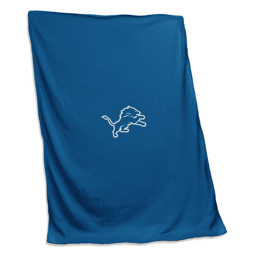Detroit Lions sweatshirt blanket by Logo Brands, featuring team logo and cozy fabric, perfect for fans and comfort.