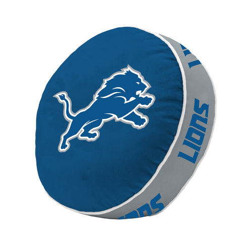 Detroit Lions puff pillow featuring team logo, soft fabric, and vibrant colors, perfect as a comfortable NFL fan accessory.