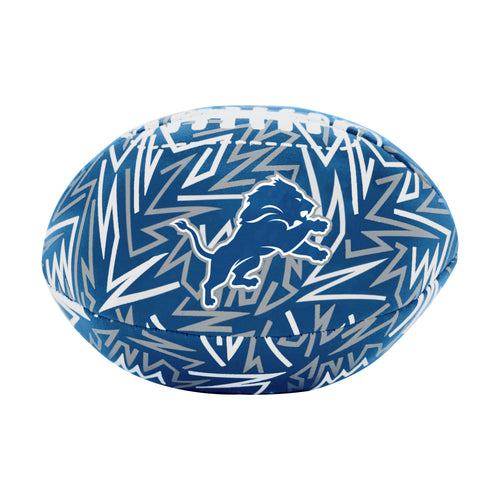 Detroit Lions graffiti micro soft football by Logo Brands, recreation football with colorful Lions graphics and soft textured surface.