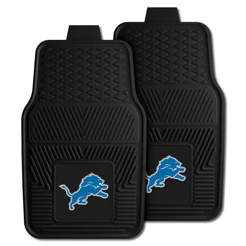 Detroit Lions NFL vinyl car mat set featuring two auto mats with team logo and design for vehicle floor protection.