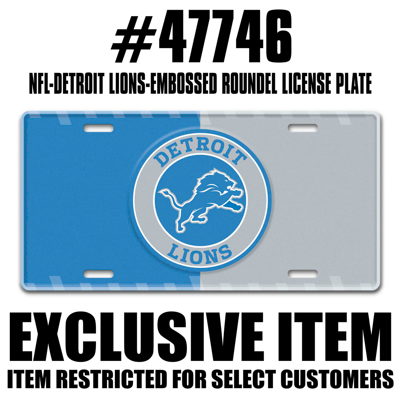 NFL - Detroit Lions Embossed Roundel License Plate