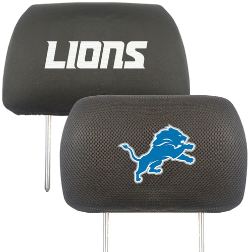Detroit Lions NFL head rest cover by Logo Brands, auto accessory with team logo design for vehicle seat protection.