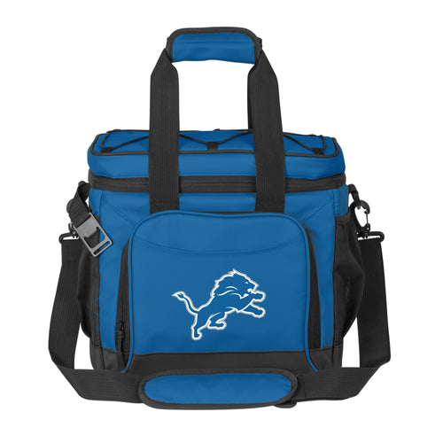 Detroit Lions 24 Flex can cooler by Logo Brands, featuring team logo and vibrant colors, designed to keep drinks cold.