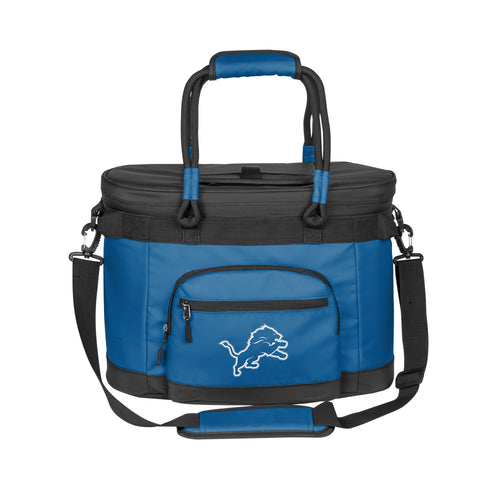 Detroit Lions 35 Can Flex Cooler by Logo Brands, featuring team logo, insulated cooler with adjustable strap and multiple compartments.