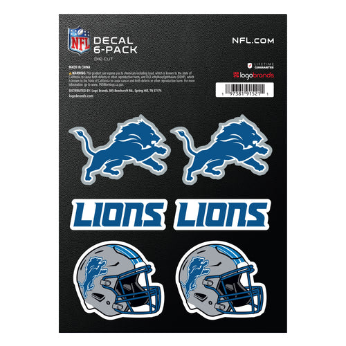 Detroit Lions decal sticker by Logo Brands featuring the team's logo and colors, perfect for decorating laptops or car surfaces.