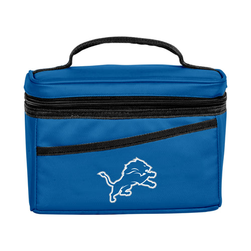 Detroit Lions 6-can flexible cooler by Logo Brands, featuring team logo and vibrant design, ideal for outdoor sports and picnics.
