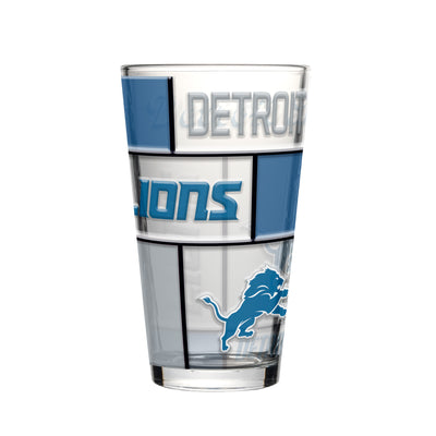 Detroit Lions 16oz Quilted Stained Pint Glass