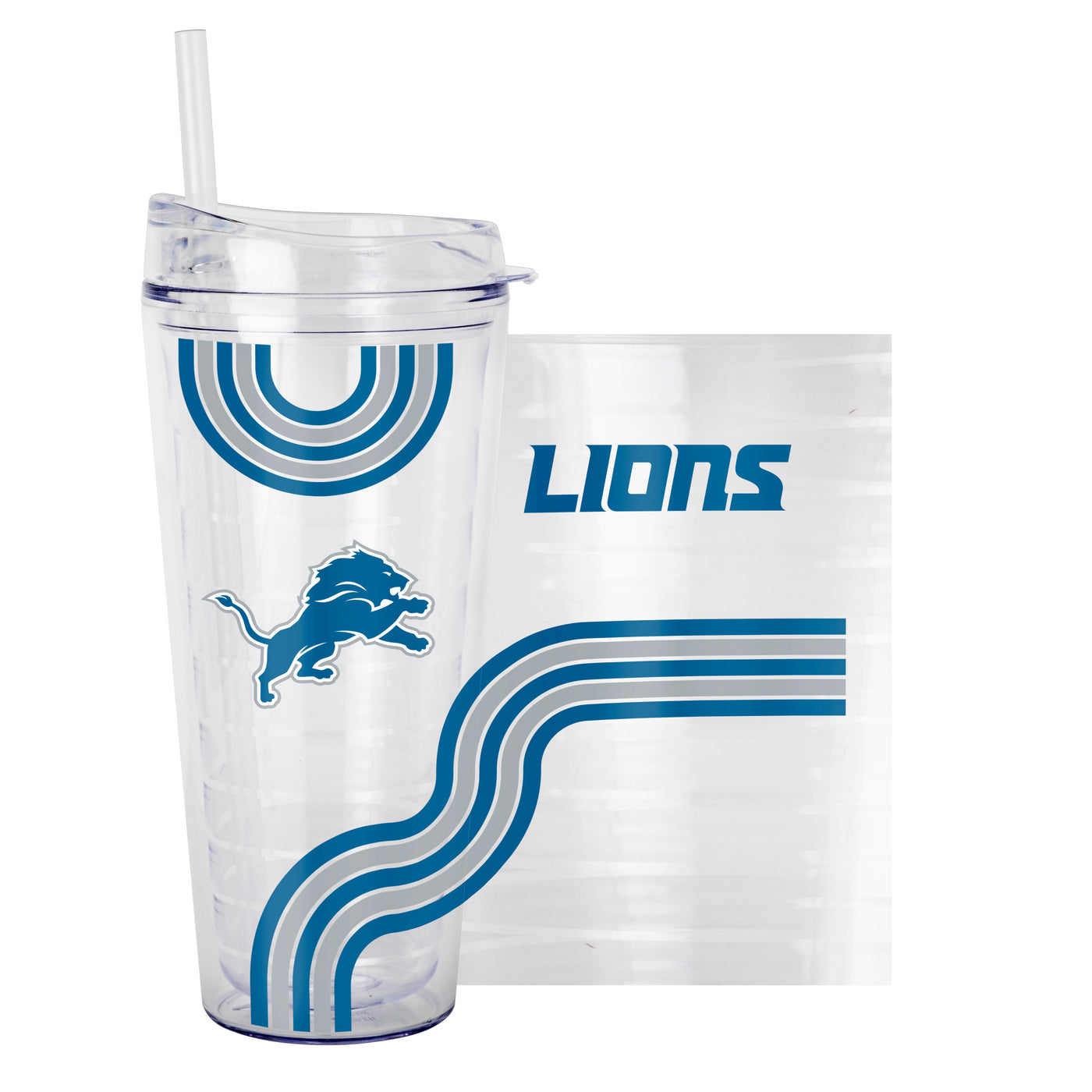 Detroit Lions 22oz Waves Dbl Wall Clear Tumbler