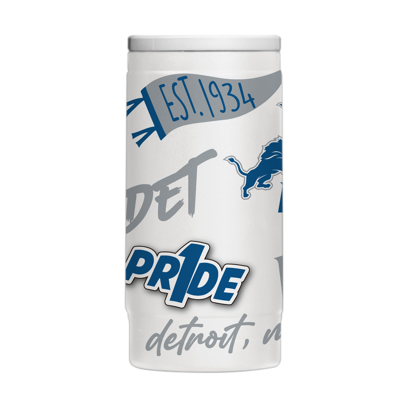 Detroit Lions 12oz Native Powdercoat SlimCan Coolie
