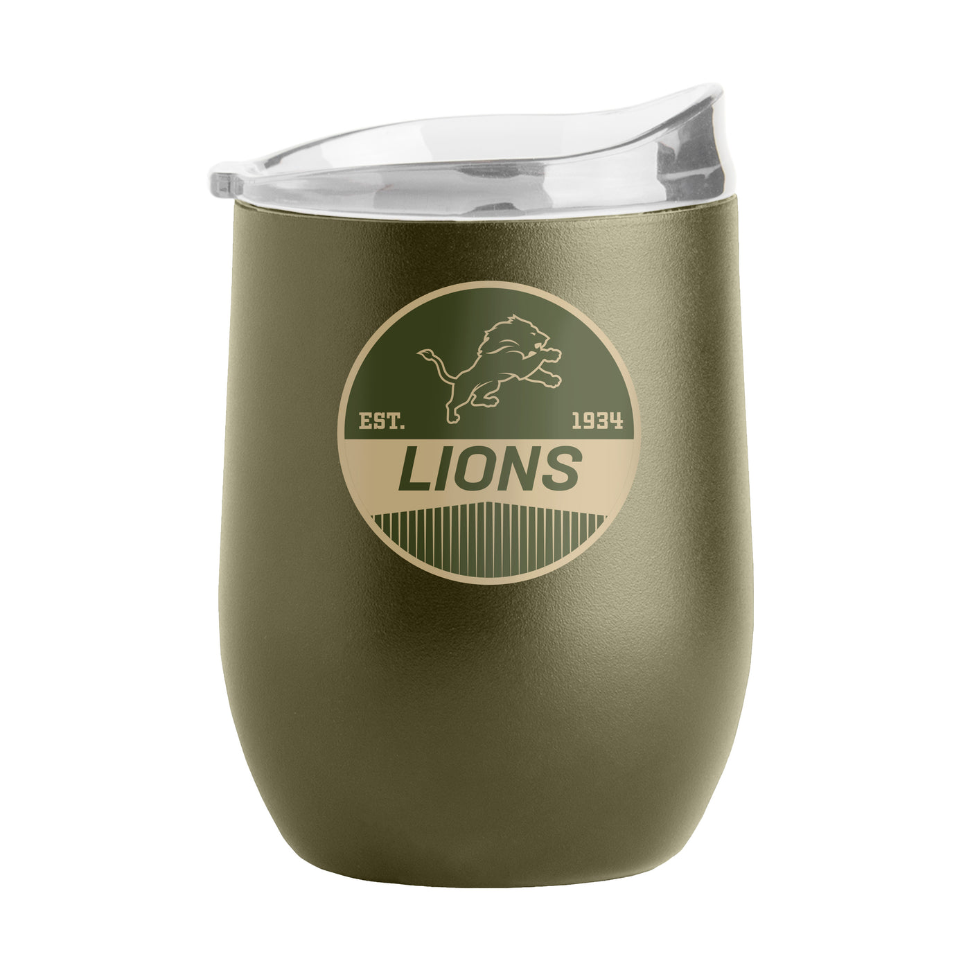 Detroit Lions 16oz Badge Powder Coat Curved Beverage