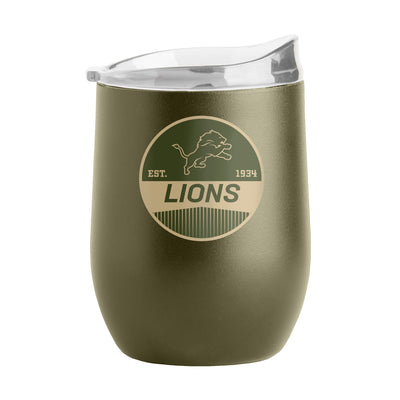 Detroit Lions 16oz Badge Powder Coat Curved Beverage