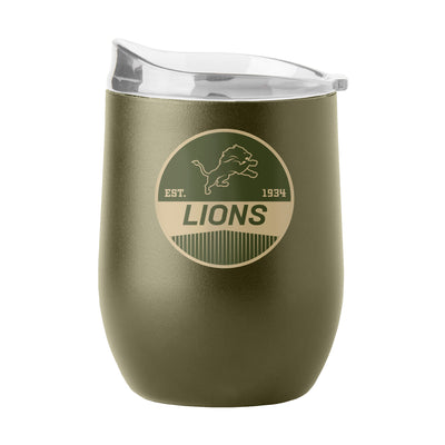 Detroit Lions 16oz Badge Powder Coat Curved Beverage