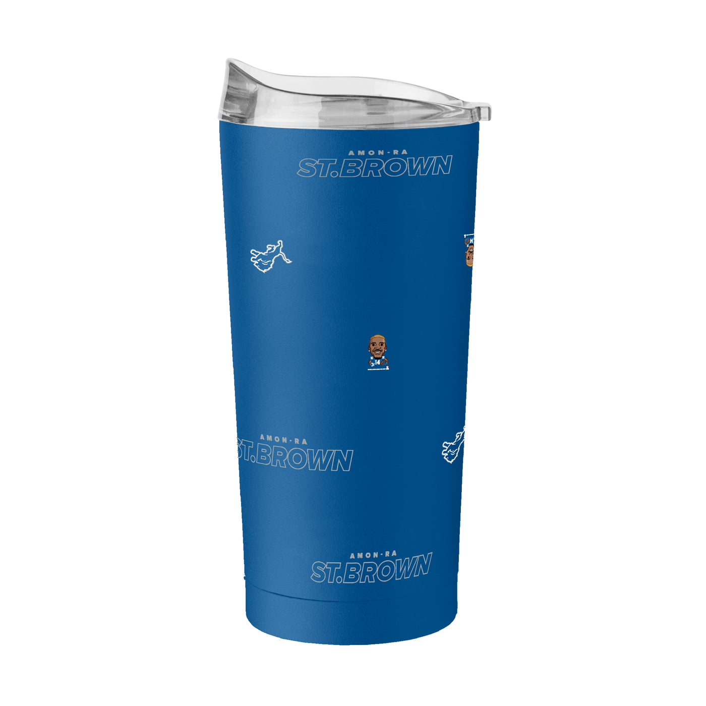 Detroit Lions Amon-Ra St. Brown Caricature Step And Repeat 20oz Powder Coat Tumbler