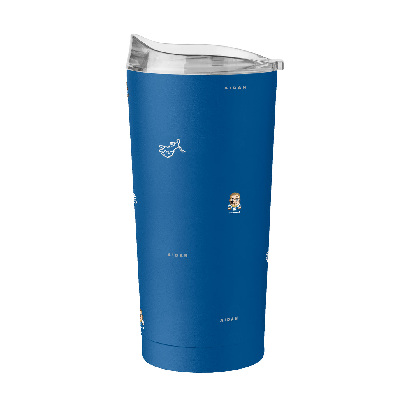 Detroit Lions Aiden Hutchinson Caricature Step And Repeat 20oz Powder Coat Tumbler