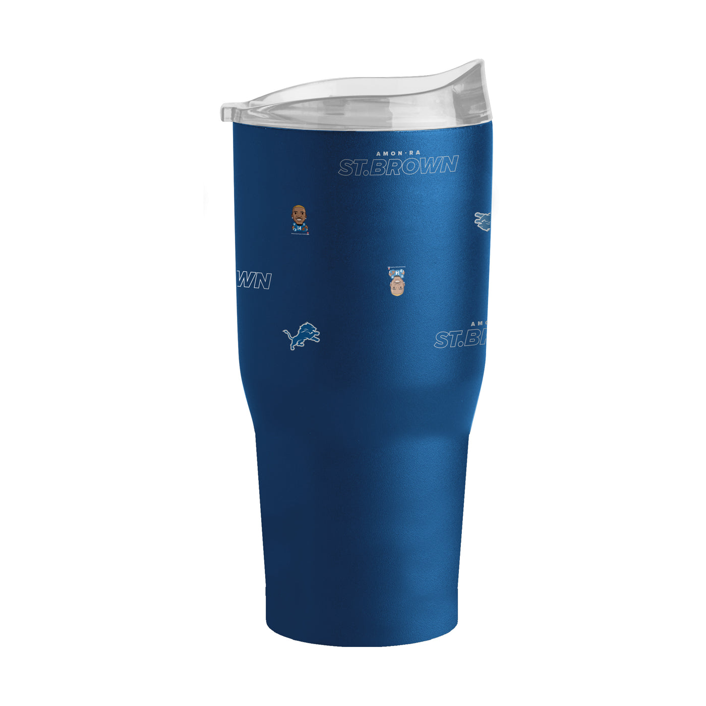 Detroit Lions Amon-Ra St. Brown Caricature Step And Repeat 30oz Powder Coat Tumbler