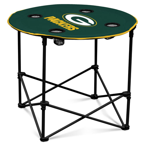 Green Bay Packers round table with team logo and green accents, perfect for sports-themed living spaces or game rooms.