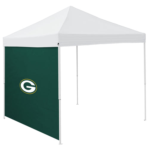 Green Bay Packers 9x9 side panel shelter by Logo Brands, with green fabric and team logo for outdoor use.
