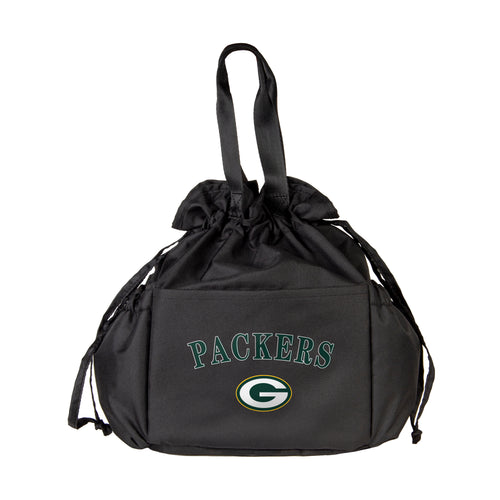 Green Bay Packers drawstring lunch cooler by Logo Brands, eco-friendly insulated cooler bag with team logo and green design.