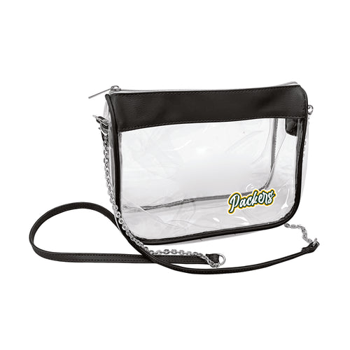 Green Bay Packers Hype clear bag with green and yellow logo branding, designed for sports events and stadium security.