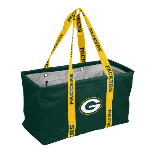 Green Bay Packers picnic caddy with carrying strap, insulated bag for outdoor dining and tailgating, by Logo Brands.