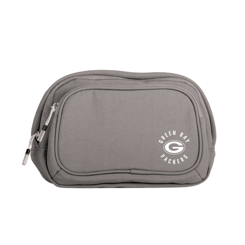 Green Bay Packers ash-colored belt bag by Logo Brands, featuring adjustable strap and Packers logo, ideal for casual carry.