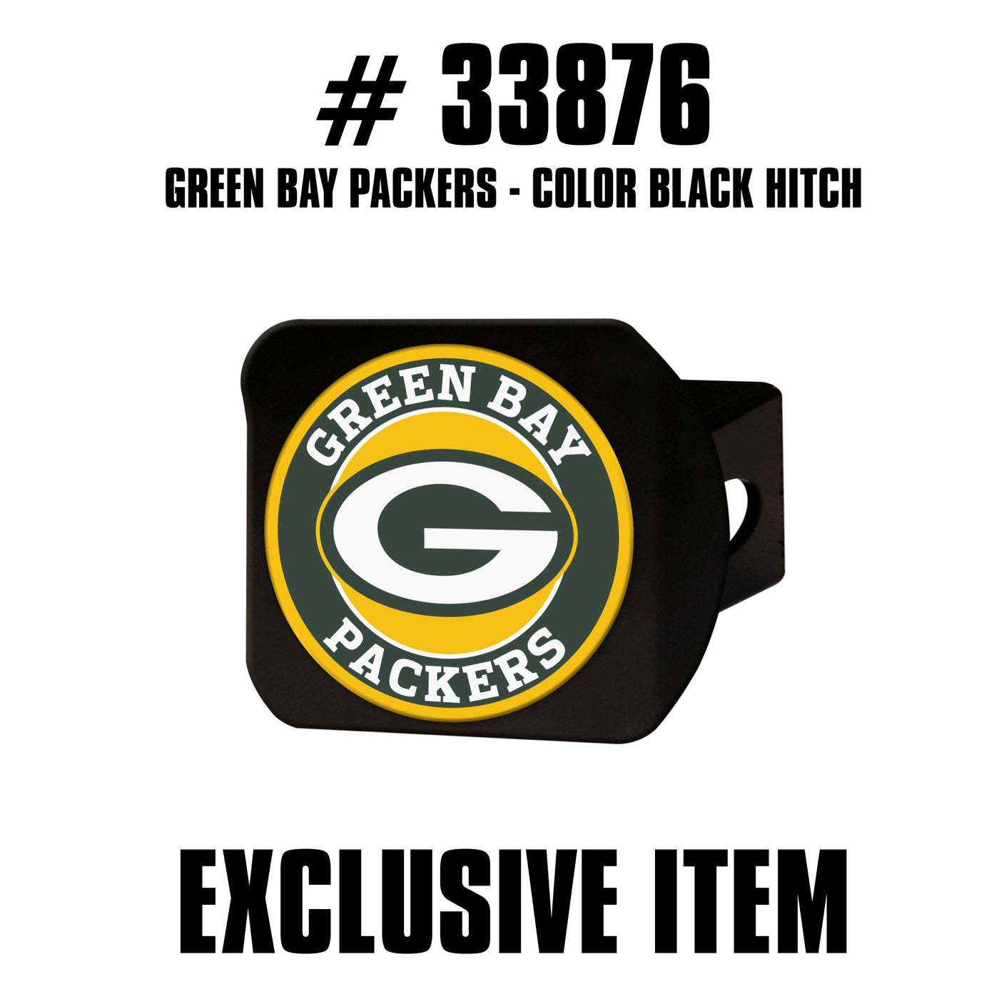 TRINITY NFL - Green Bay Packers Color on Black Hitch Cover