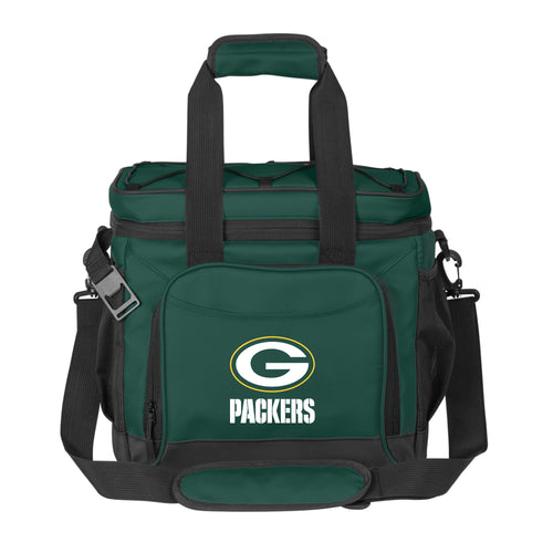 Green Bay Packers 24 Can Flex Cooler by Logo Brands, portable cooler with green and gold team logo and adjustable shoulder strap.