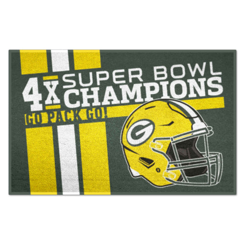 NFL Green Bay Packers starter mat by Logo Brands, featuring team logo and vibrant green design, perfect for sports fans.