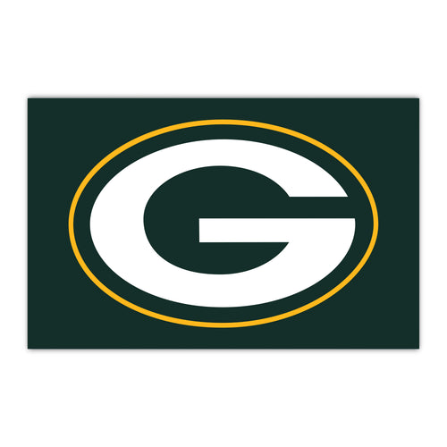 Green Bay Packers HiDef Rookie NFL mat by Logo Brands, featuring team logo and vibrant green background.