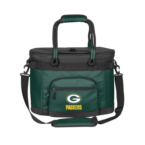 Green Bay Packers 35 Can Flex Cooler by Logo Brands with team logo and adjustable strap, perfect for outdoor gatherings.