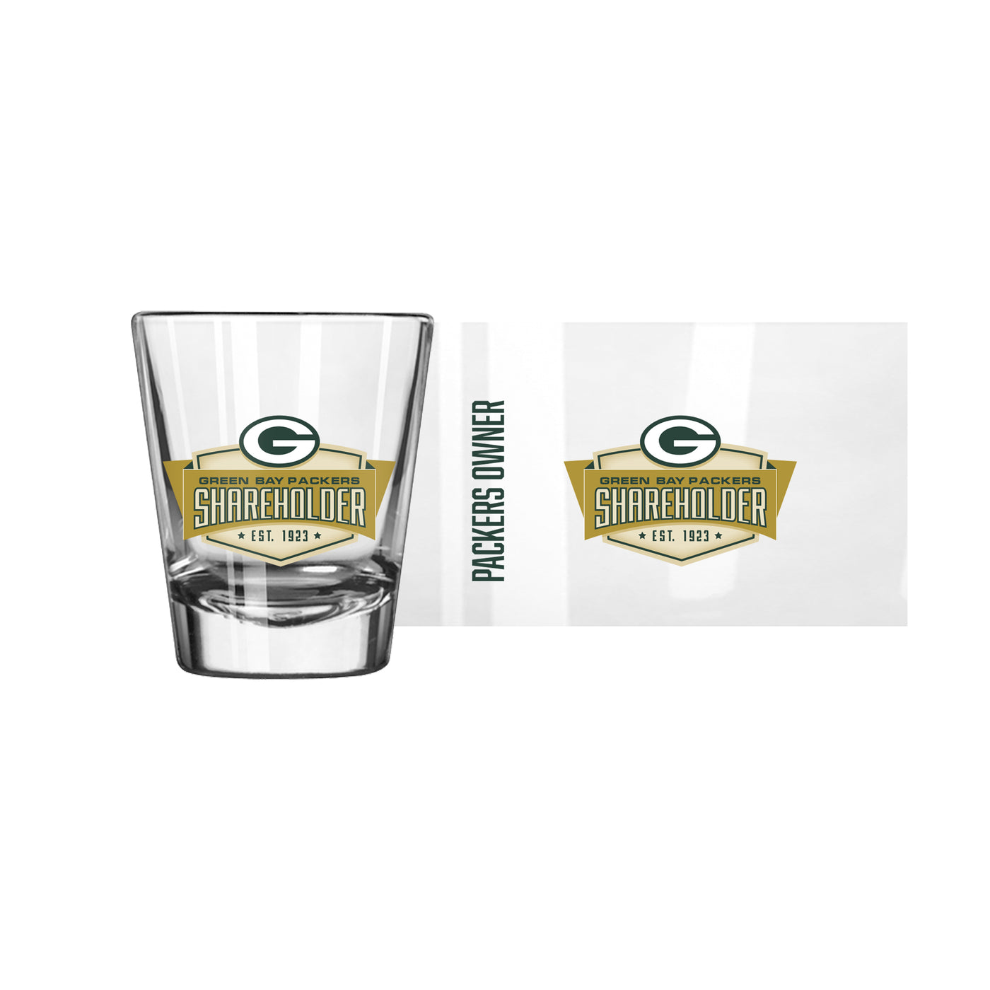 Green Bay Packers 2oz Shareholders Vertical Slogan Shot Glass