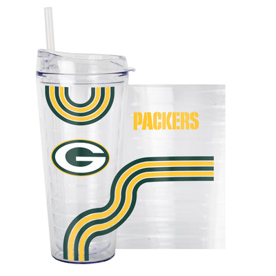 Green Bay Packers 22oz Waves Dbl Wall Clear Tumbler