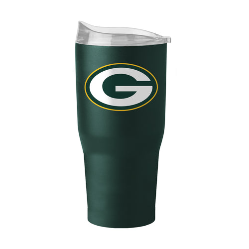 Green Bay Packers 30oz Flipside powder coat tumbler featuring team logo and vibrant green color, durable drinkware for fans.