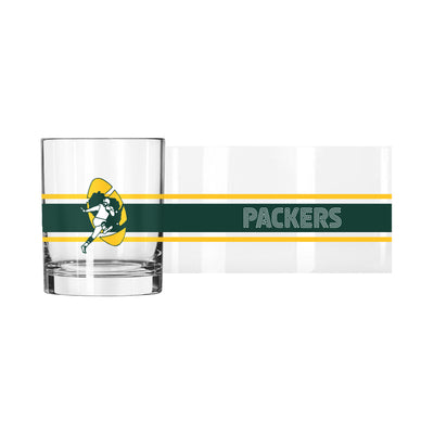 Green Bay Packers Throwback 14oz Stripe Rocks Glass