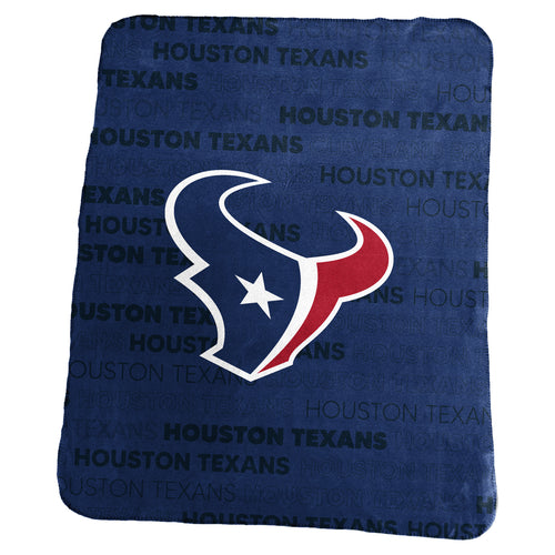 Houston Texans classic fleece blanket by Logo Brands, featuring team logo and colors, cozy and soft for fans.