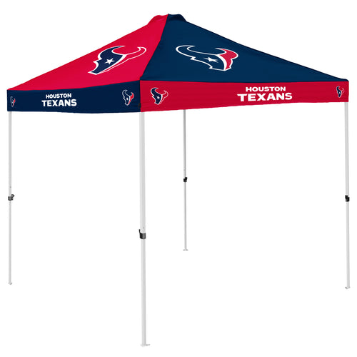 Houston Texans checkerboard canopy shelter with team logo and vibrant red and white design, ideal for outdoor events.