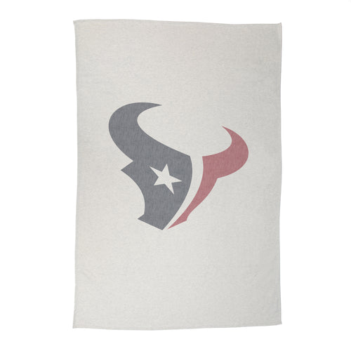 Houston Texans oversized logo sublimated sweatshirt blanket featuring team logo and vibrant football team colors.