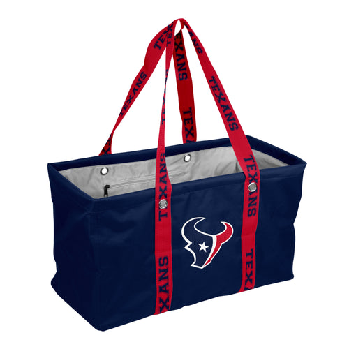 Houston Texans picnic caddy with dig strap by Logo Brands, featuring team logo and multiple compartments for outdoor gatherings.