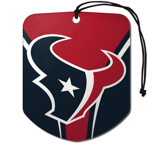 NFL Houston Texans auto air freshener 2-pack by Logo Brands, featuring team logo and branding for vehicle freshness.