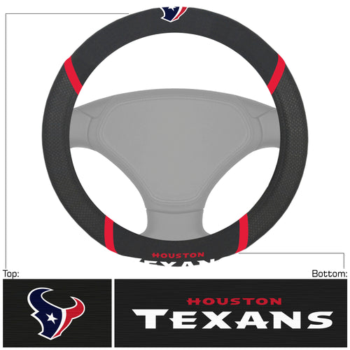 NFL Houston Texans steering wheel cover by Logo Brands, featuring team logo and design for car interior accessories.