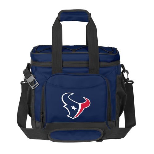 Houston Texans 24 oz flex can cooler by Logo Brands, featuring team logo and vibrant colors for keeping drinks cold.