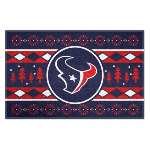NFL Houston Texans holiday sweater starter mat with team logo and festive design, made by Logo Brands.
