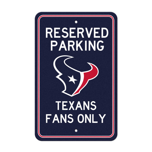 Houston Texans Mancave parking sign by Logo Brands, featuring team logo and bold graphics for sports-themed decor.