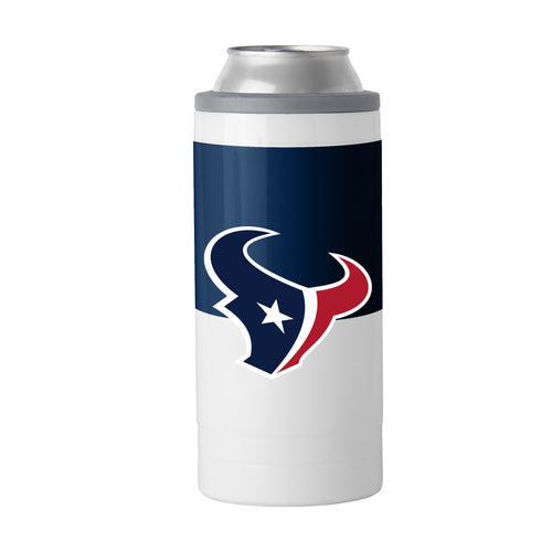 Houston Texans colorblock 12oz slim can coolie by Logo Brands, featuring team colors and logo for beverage insulation.