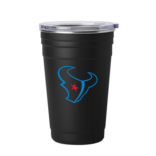 Houston Texans H Town black 22oz stainless steel flip top drinkware cup with team logo and flip lid.